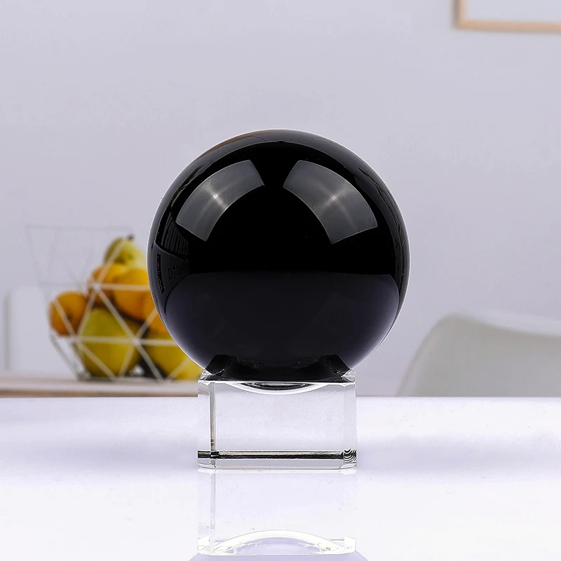 30mm-100mm Bla Obsidian Crystal Ball Feng Shui Decorative Ball Healing Stone Photography Props Glass Global Sphere  Home Decor