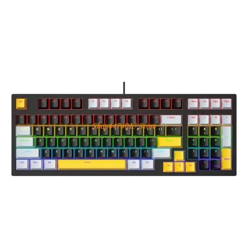 

K1AA 98Key Mechanical Keyboard with LED Lighting,Shaft Components for Gaming Office