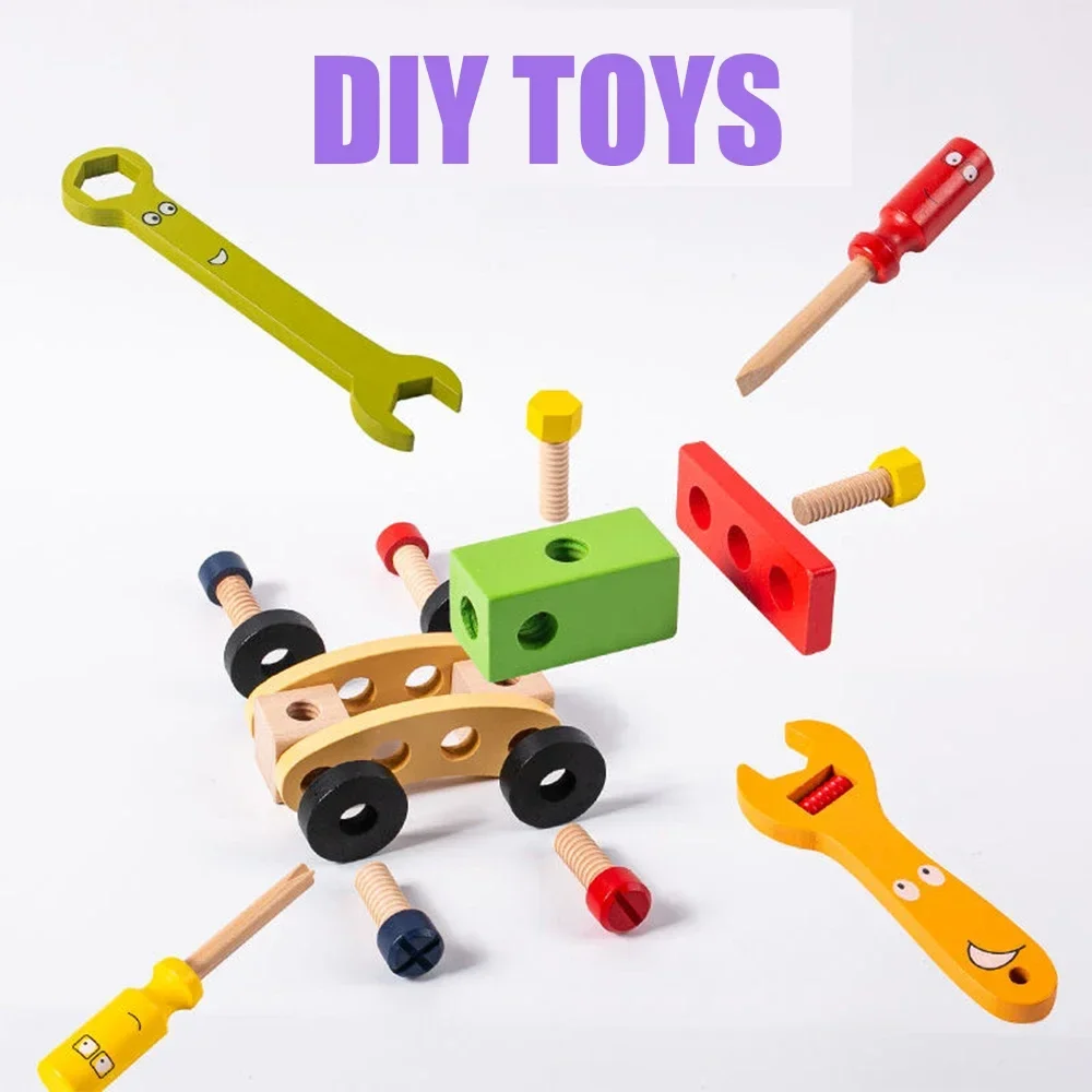 

Educational Montessori Kids Toys Plastic Wooden Toolbox Pretend Play Children Nut Screw Assembly Simulation Carpenter Tool Toys