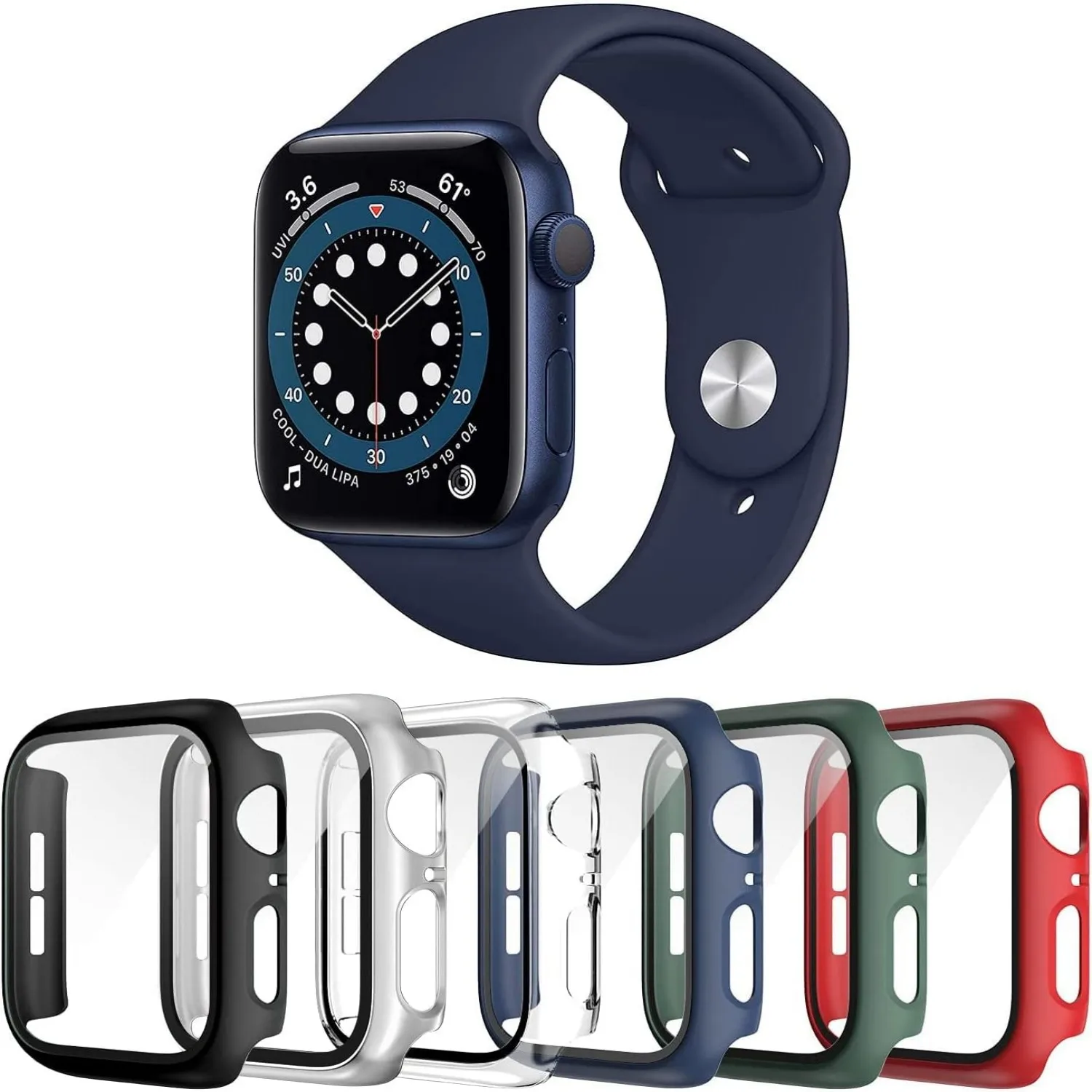 Case Compatible with Apple Watch Series 9/8/7 41mm 45mm with Tempered Glass Screen Protector Hard PC Matte Full Protective Fase