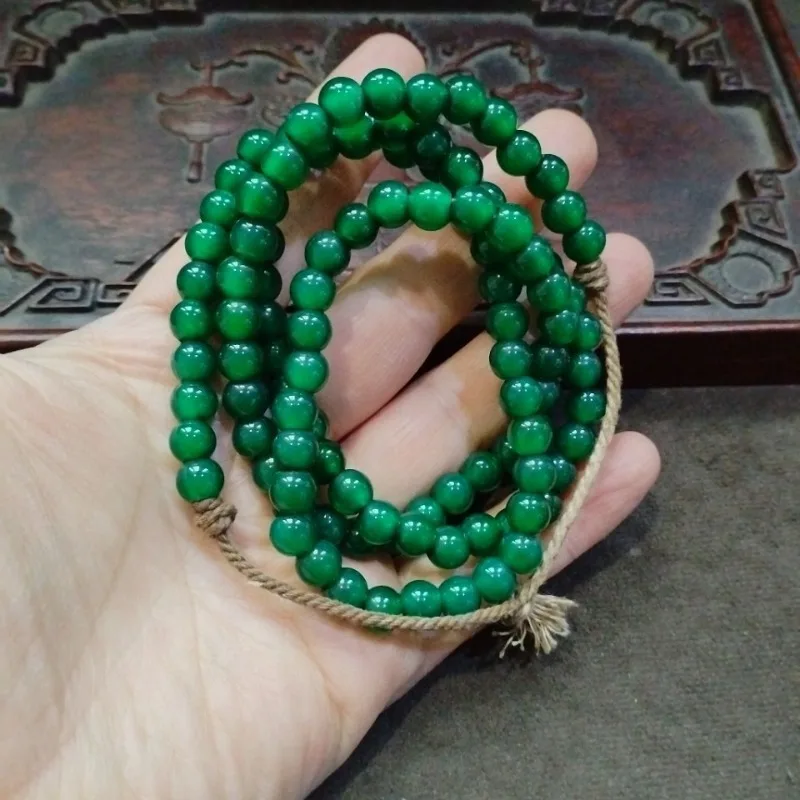 Bright Green Polished Round Bead String Retro Simulated Jade Spacer Beads Tribal Unisex DIY Jewelry Making Supplies
