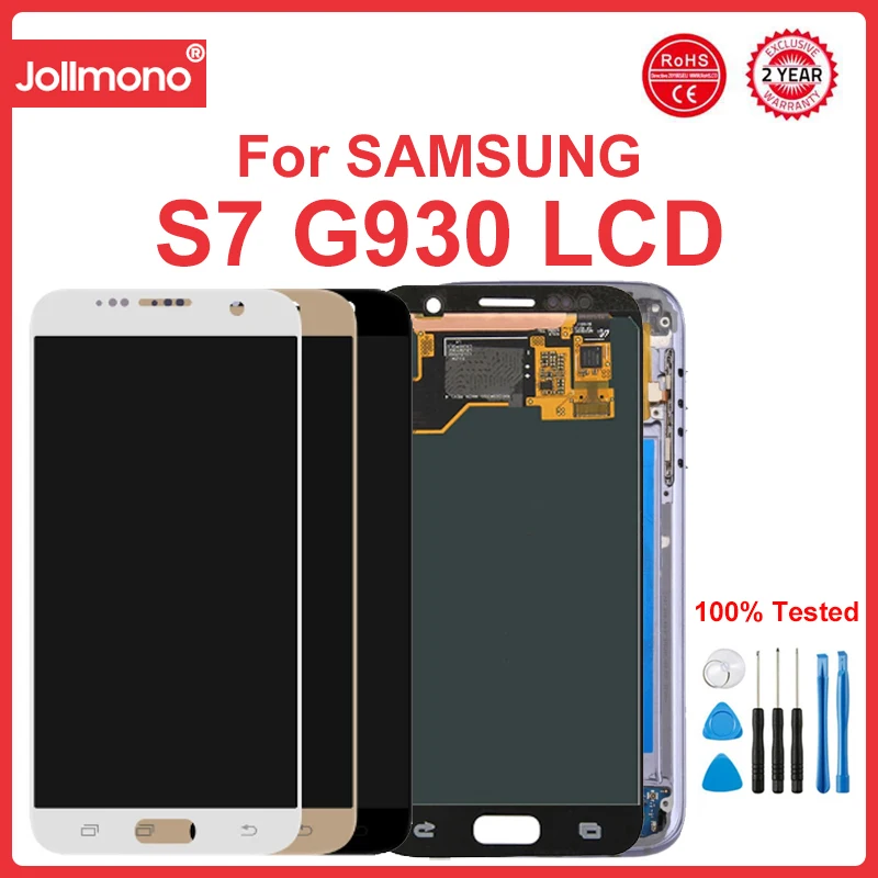 

Super AMOLED S7 Display Screen, for Samsung Galaxy S7 G930 G930F G930FD Lcd Display Digital Touch Screen with Frame Replacement