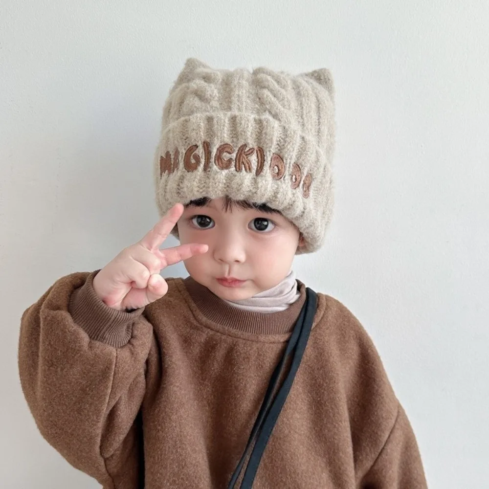 

New Warm Knitted Hat Windproof Coldproof Ear Protection Hat Pullover Cap for 1-4Y