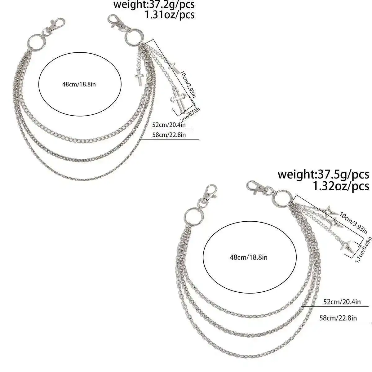 Ingemark العصرية الإبداعية الصليب قلادة المحفظة سلسلة للرجال الهيب هوب الشرير متعدد الطبقات السراويل المعدنية المفاتيح النساء مجوهرات هدايا #5