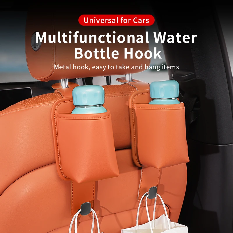 Universal Multifunctional Car Seat Back Hook with Cup Holder PU Leather Organizer Headrest Hanger for Auto Interior Accessories view 4