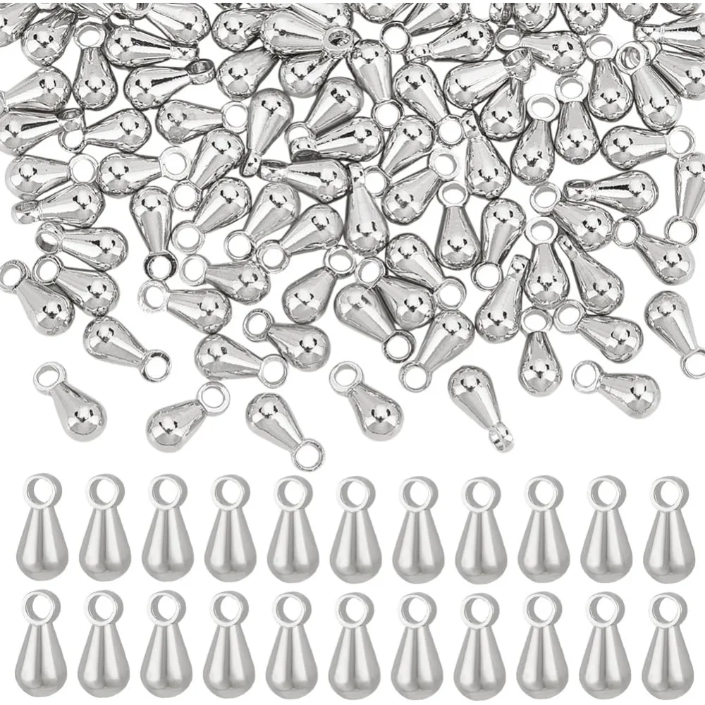 100 Pcs Extender Chain Tear Drop Dangle Teardrop Charm Dangle End Beads Chain Terminator Charms for DIY Jewelry Making