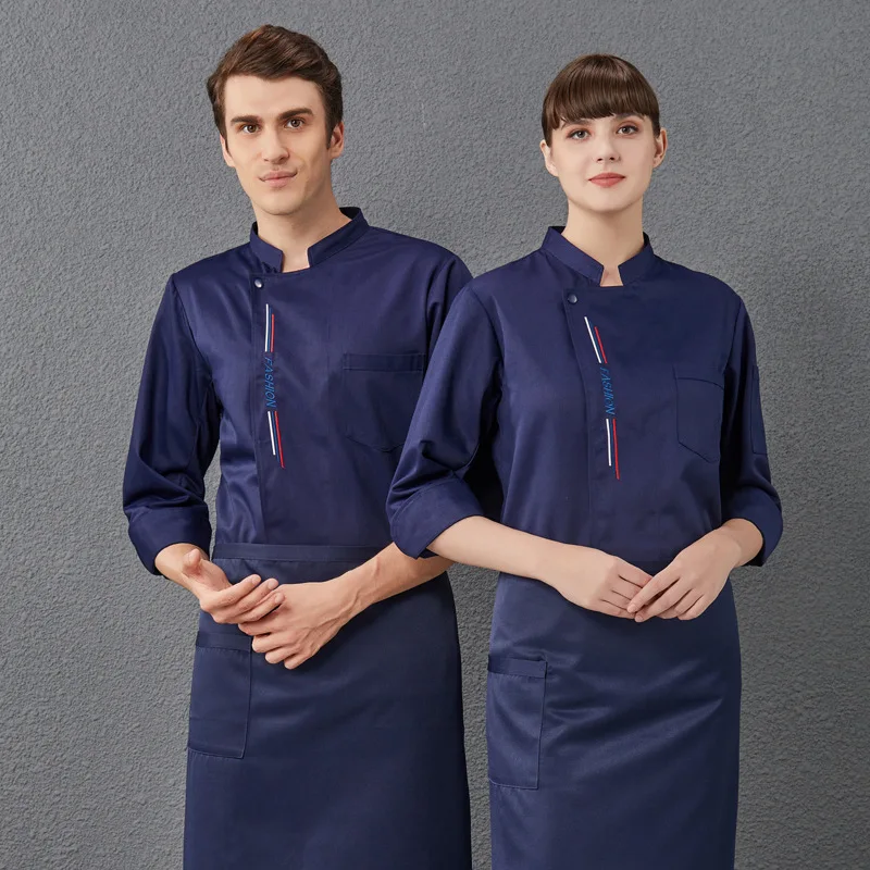 Dining Chef Overalls Long Women's Men's Autumn Hotel Restaurant Ding Room Rear Kitchen Clothes Short Sleeve