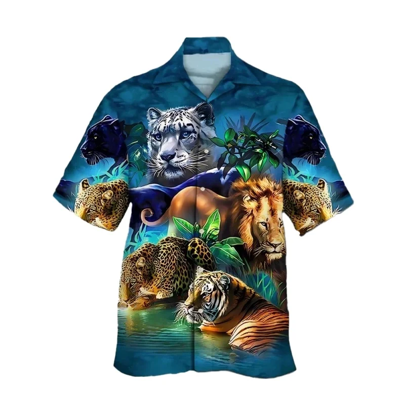 Wild Jungle Beast Shirt, Domineering and Niche Men's Versatile Loose Short Sleeved Top for Street Outings