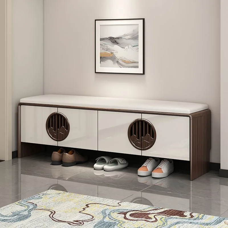 

Household door shoe rack can be seated into the home shoe cabinet soft package integrated into the door shoe stool