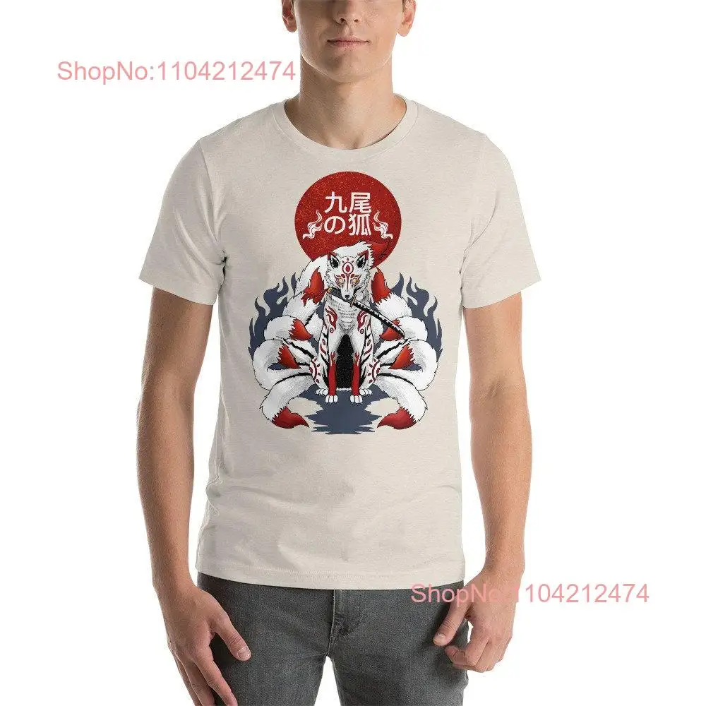 Ethereal Elegance Nine Tailed Fox Kitsune T Shirt Embrace the Mythical Spirit long or short sleeves