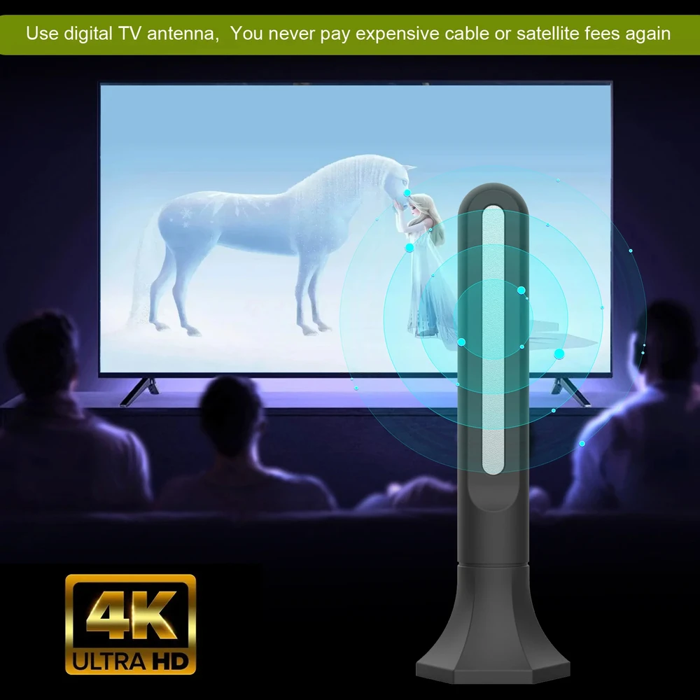 Baru 4K 1080P Digital HDTV Penguat Antena Dalam Ruangan Saluran Gratis 25dBi Penerima TV Satelit Jarak Jauh Jangkauan Penerimaan 150 Mil