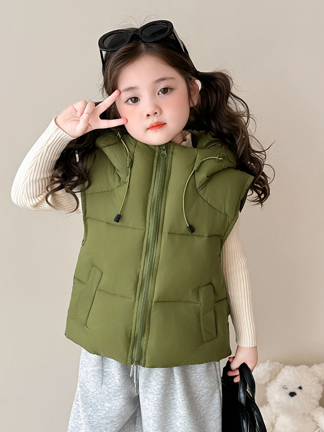 

Thiened Autumn Winter New Sle Children's Vest Girls' Coat Hooded Faionable Baby Girl's Jaet TING QY259720
