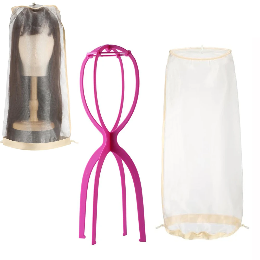 

Wig Cover Storage for Protecting Wigs on Mannequin Wig Head from Dirt and Dust ,2p/Set Wig Storage Bag wth Wig Stand