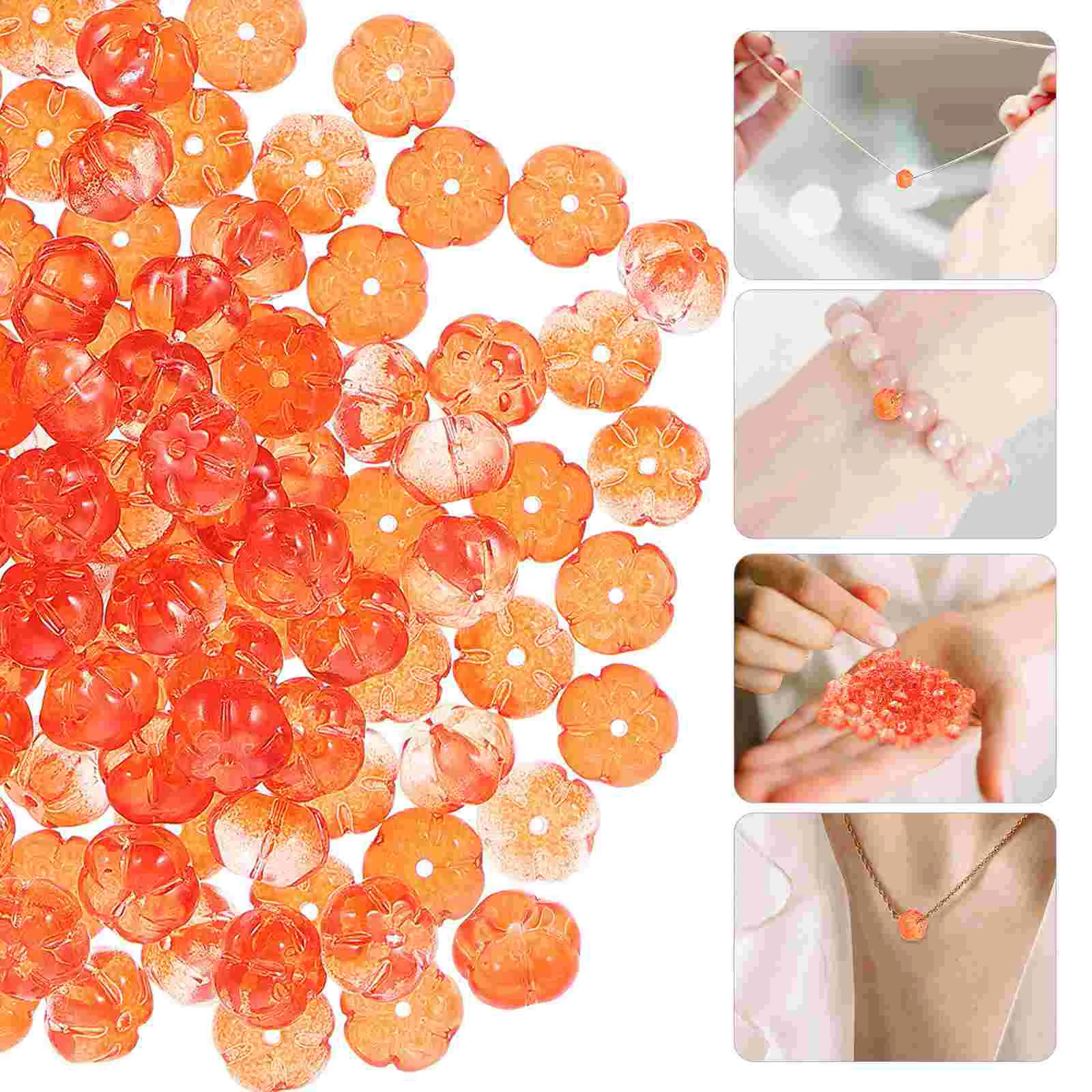 100 Pcs Halloween Loose Beads Pumpkin Pumpkins Thanksgiving Earring Making Scattered Garland Orange