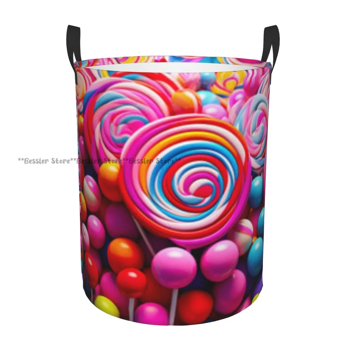 

Lollipop And Candy Colorful Sweets Laundry Basket Folding Dirty Clothes Toys Storage Bucket Household