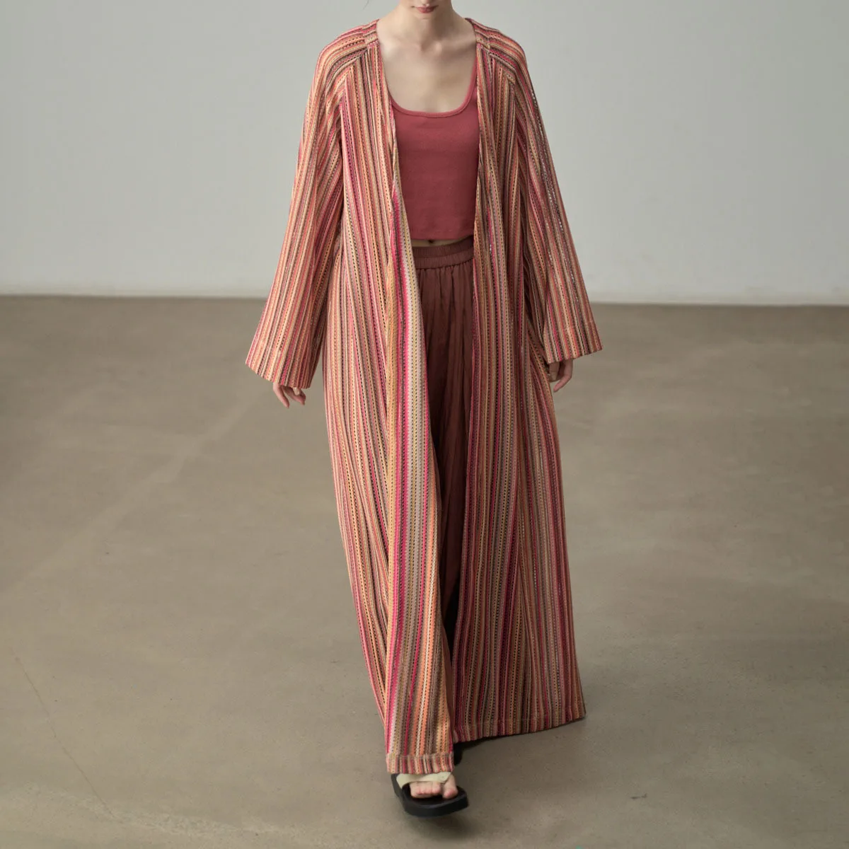 KWTX 2025 Nowa Sukienka Koszulowa w Paski, Płaszcz, Długi Rękaw, Dekolt w Serek, Jednorzędowa, Blokowanie Kolorów, Casualowa, Elegancka, Jesienna Odzież Wierzchnia Damska