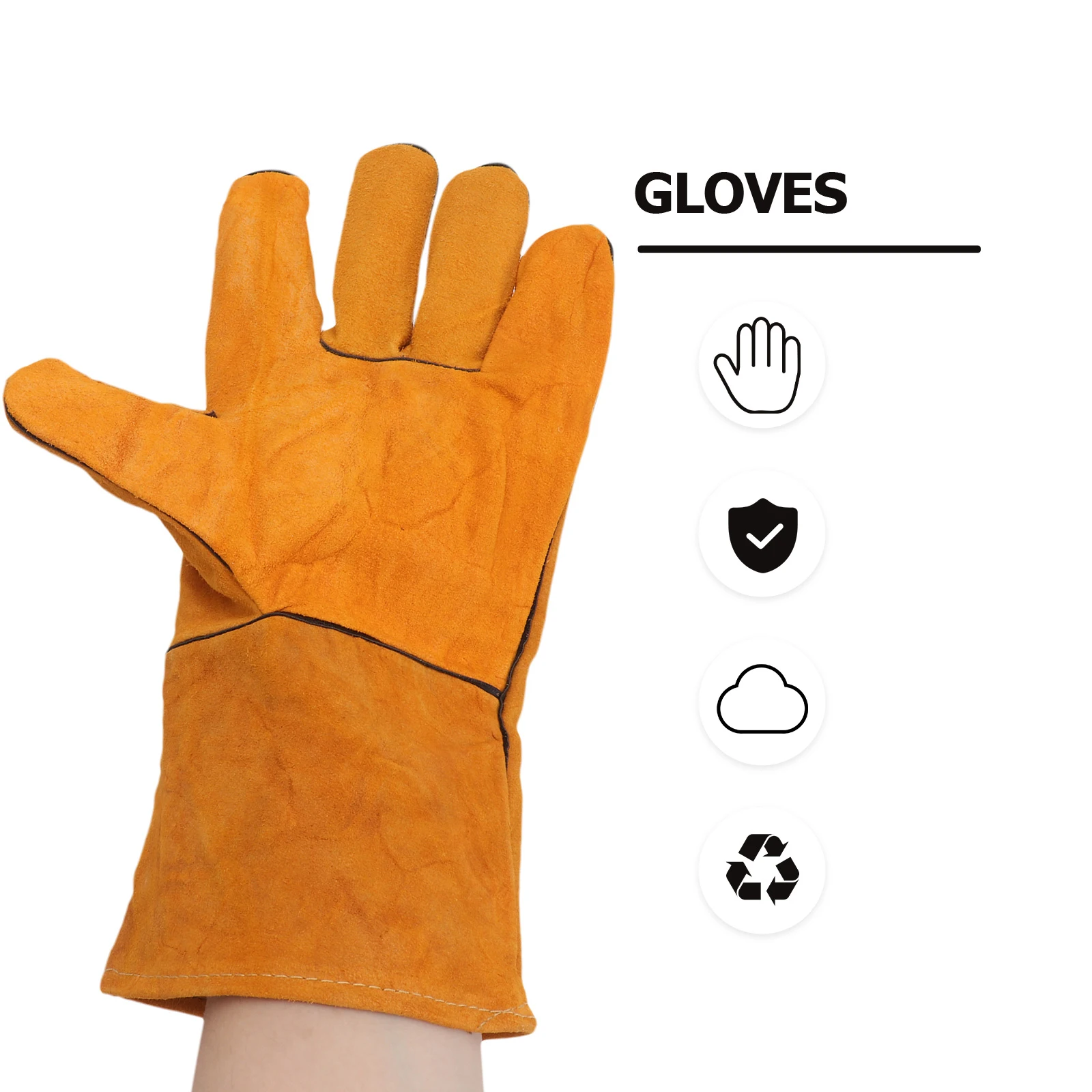 Anti Bite Gloves Pet Keeping Protective Training Parrot Hand Protection Yellow Color Size Two Layer Cowhide Durable Practical