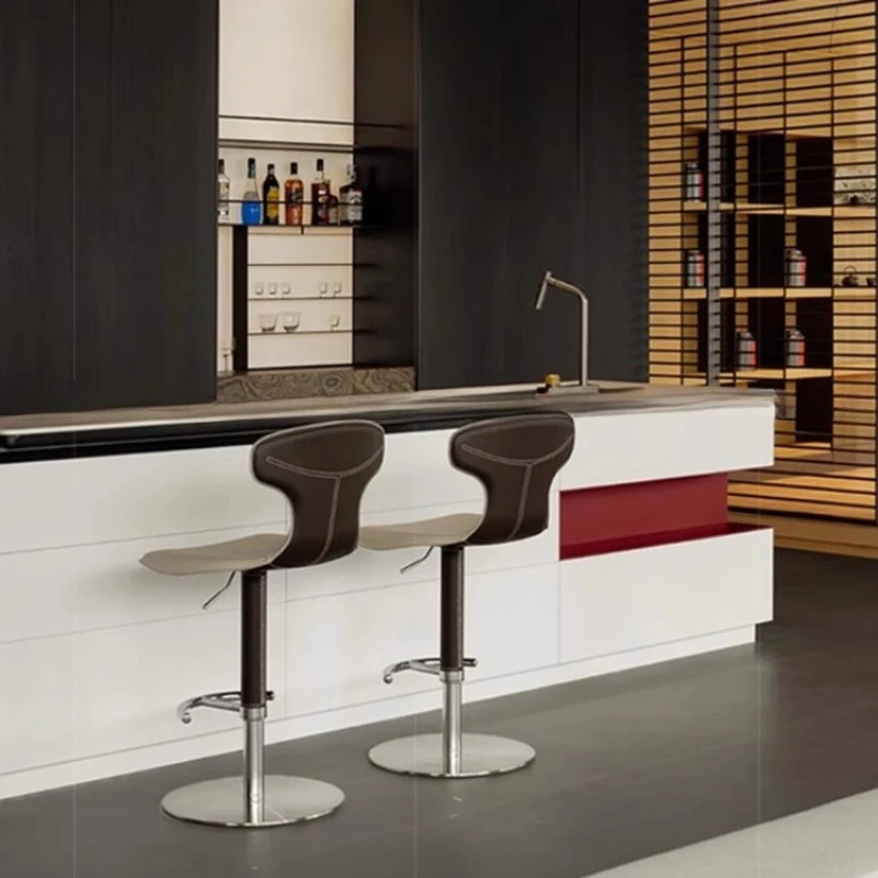 كراسي بار فاخرة دوارة للشاطئ، كراسي بار جلدية احترافية للاسترخاء، أثاث بار معدني مريح من Sillas Para Comedor
