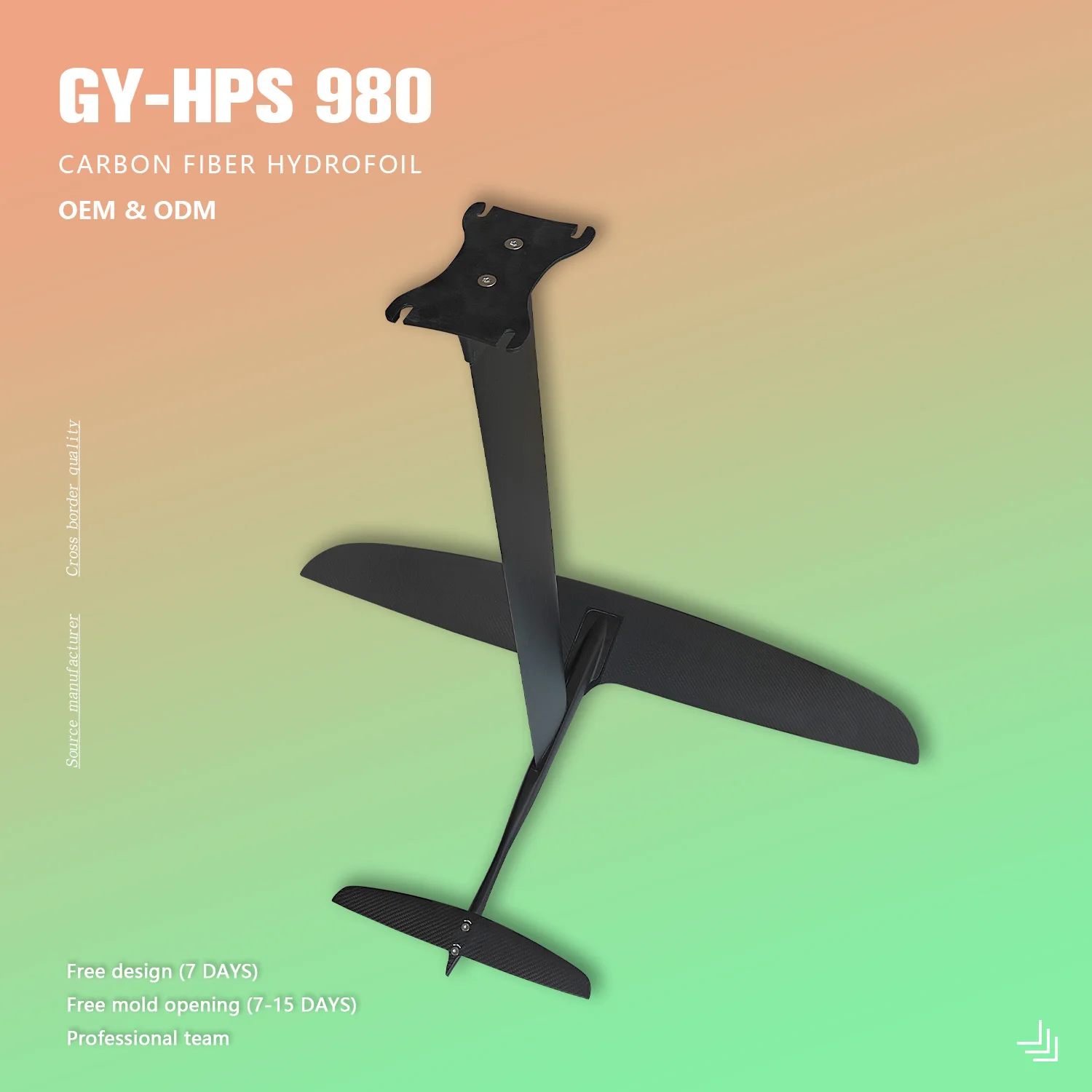 GY-HPS980 Customizable Complete Water Surfing Equipment 1283sqcm Carbon Fiber Front Wing Hydrofoil Surf Set Factory Price