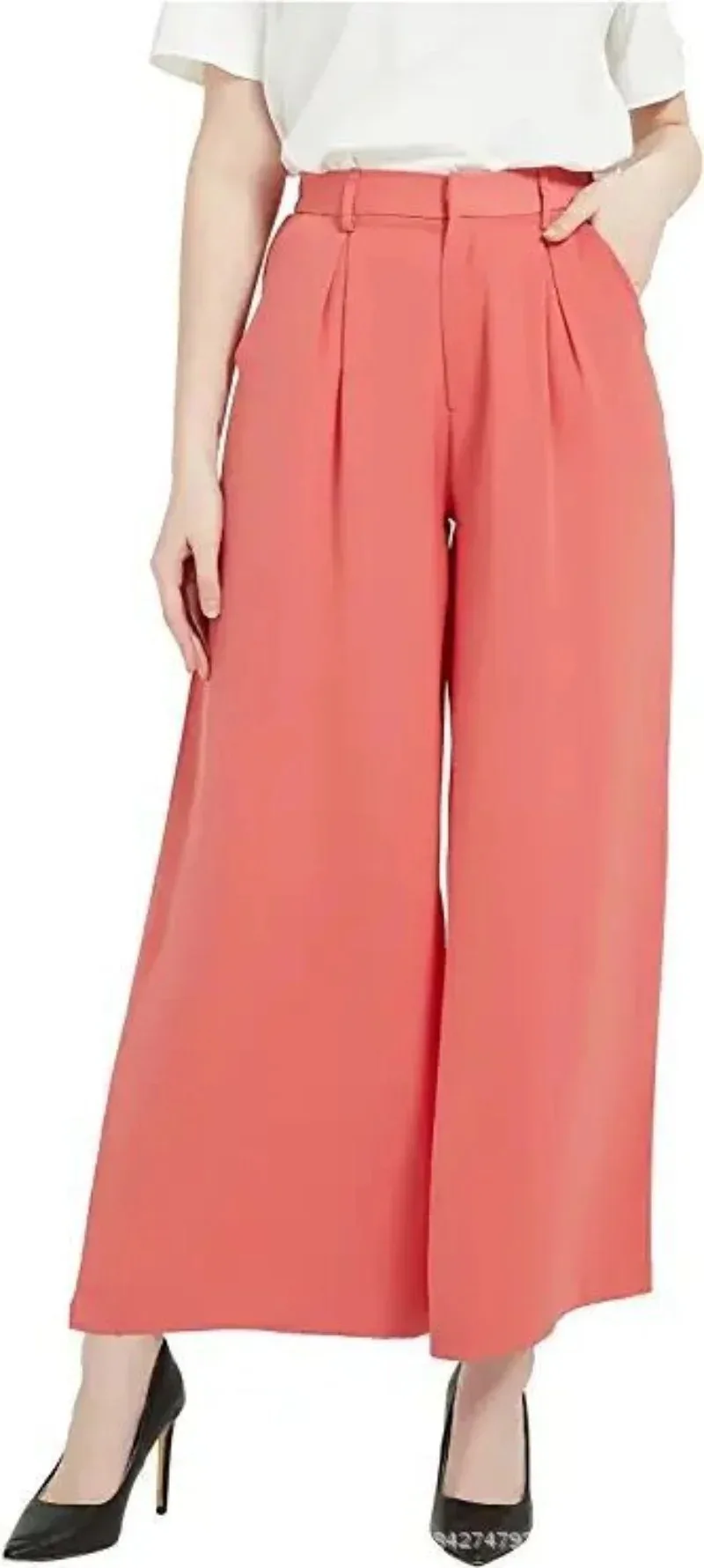 2023 Women Autumn High Waist Casual Wide Leg Long Pants Summer Thin Style Commuter Black pink blue purple red Trousers
