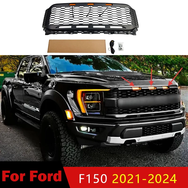 Para Ford F150 2021 2022 2023 2024 rejilla de parachoques delantero reemplazar camioneta media parrilla de carreras Facelift capó Kits de cuerpo de malla