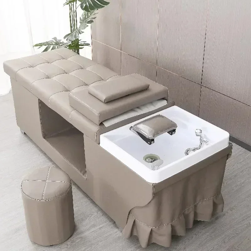 

SPA Room Beauty Salon Stand Nail Spa Simple Chair Hair Wash Men's Shaving Porcelain Hairdressing Sillas Washbasin Equipment Bed