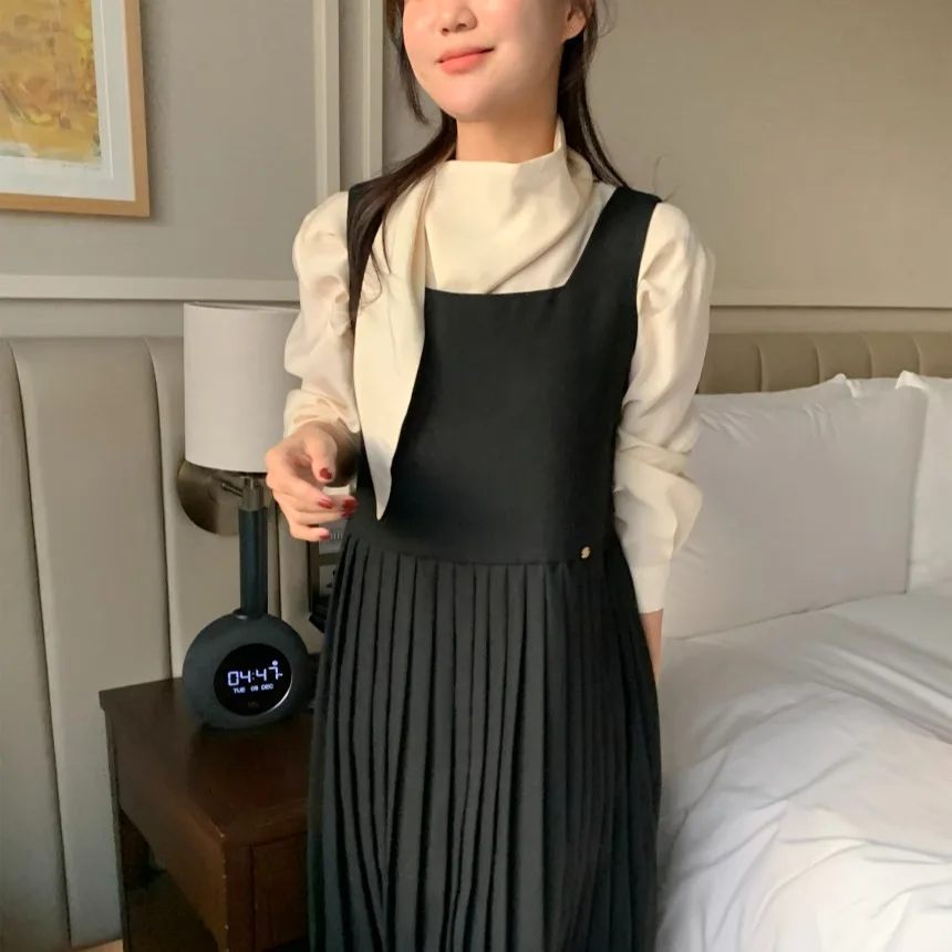 Ele Early Spring Long Sve dames irt met Sa Koreaanse Sle lente herfst winter casual faion innerlijke slijtage