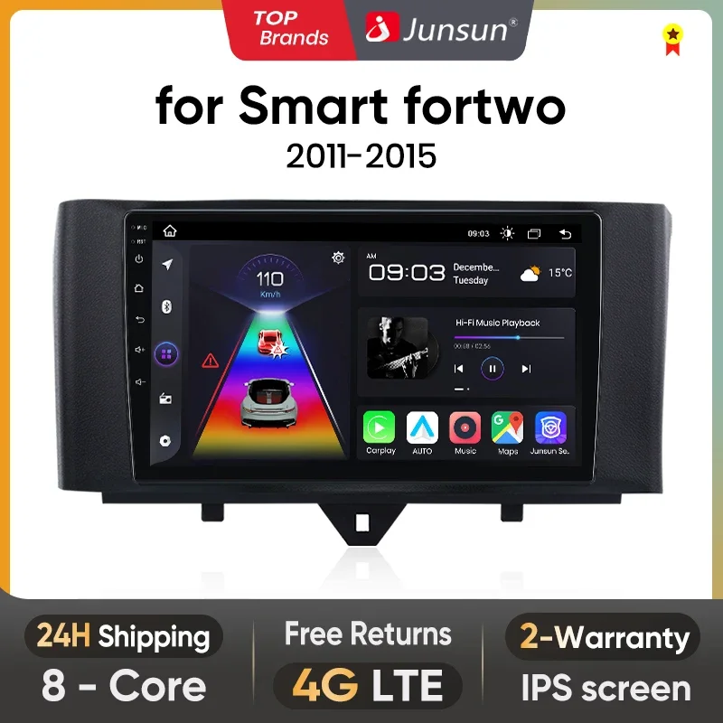 Junsun V1 Plus Car Radio For Smart fortwo 2011 - 2015 wireless CarPlay Android Auto car intelligent systems No 2 din 2din DVD