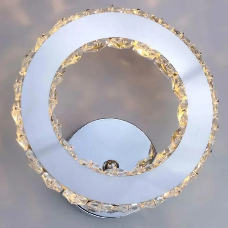 

Ring crystal wall lamp Push Button Wall Light For Living Room Bathroom Bedroom Light Fixture 85-265v night light