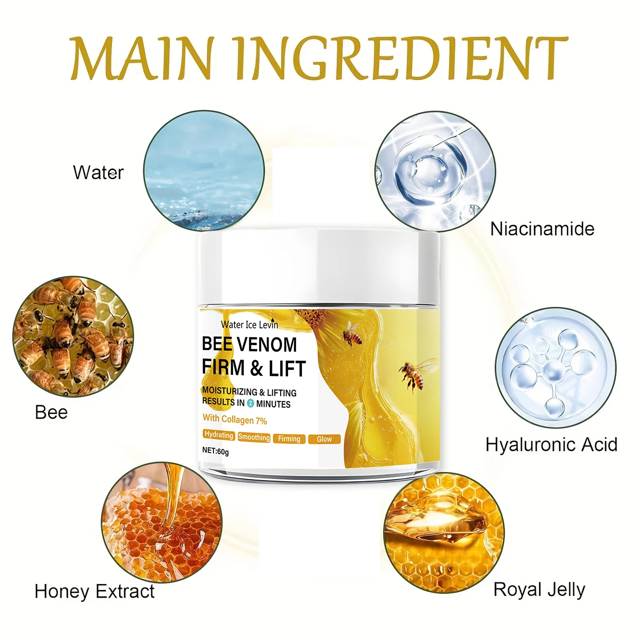 Крем-лифтинг для лица Bee Vemon быстрого приготовления - 60г |     Укрепляющая и омолаживающая кожу, разглаживающая тонкие линии и морщины. |     Все типы кожи