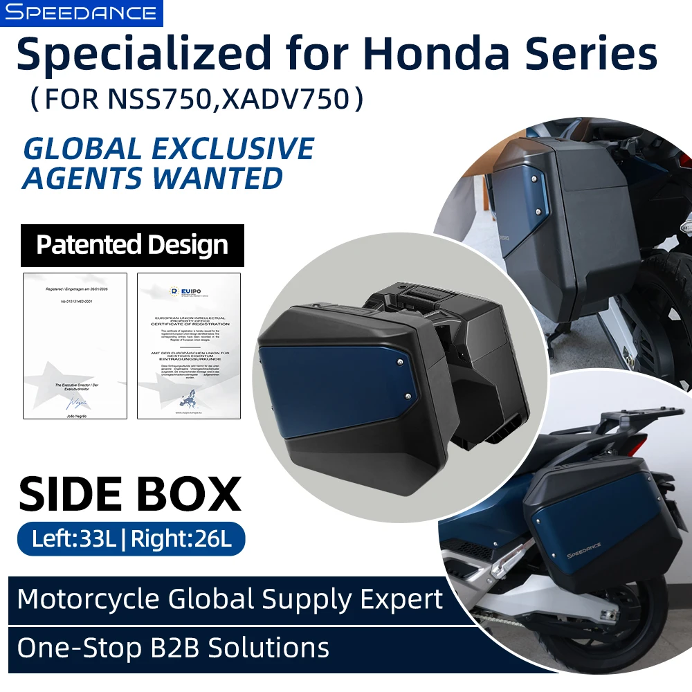 

Speedance for Honda Forza 750 motorcycle side cases, quick-release & quick-install, OEM mold, no-drill & damage-free installatio