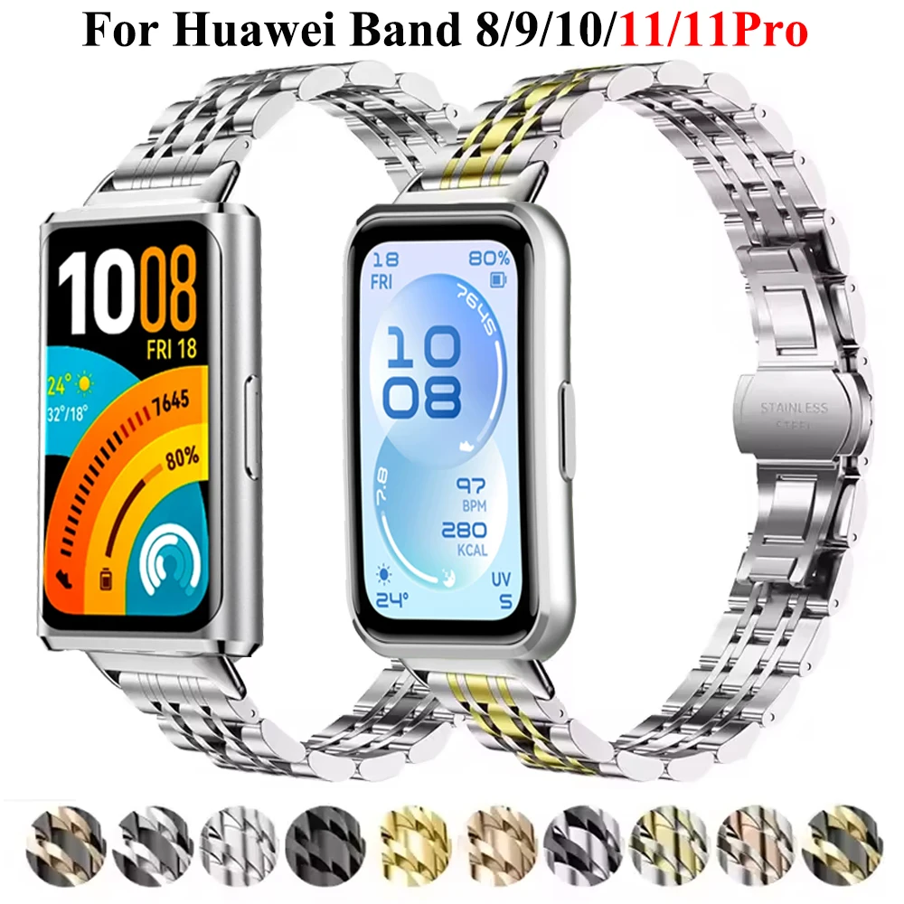Metallarmband für Huawei Band 11Pro 11 10 9 8 Smartwatch Stahlarmband für Huawei Band 11 Gürtelzubehör Herren Correa