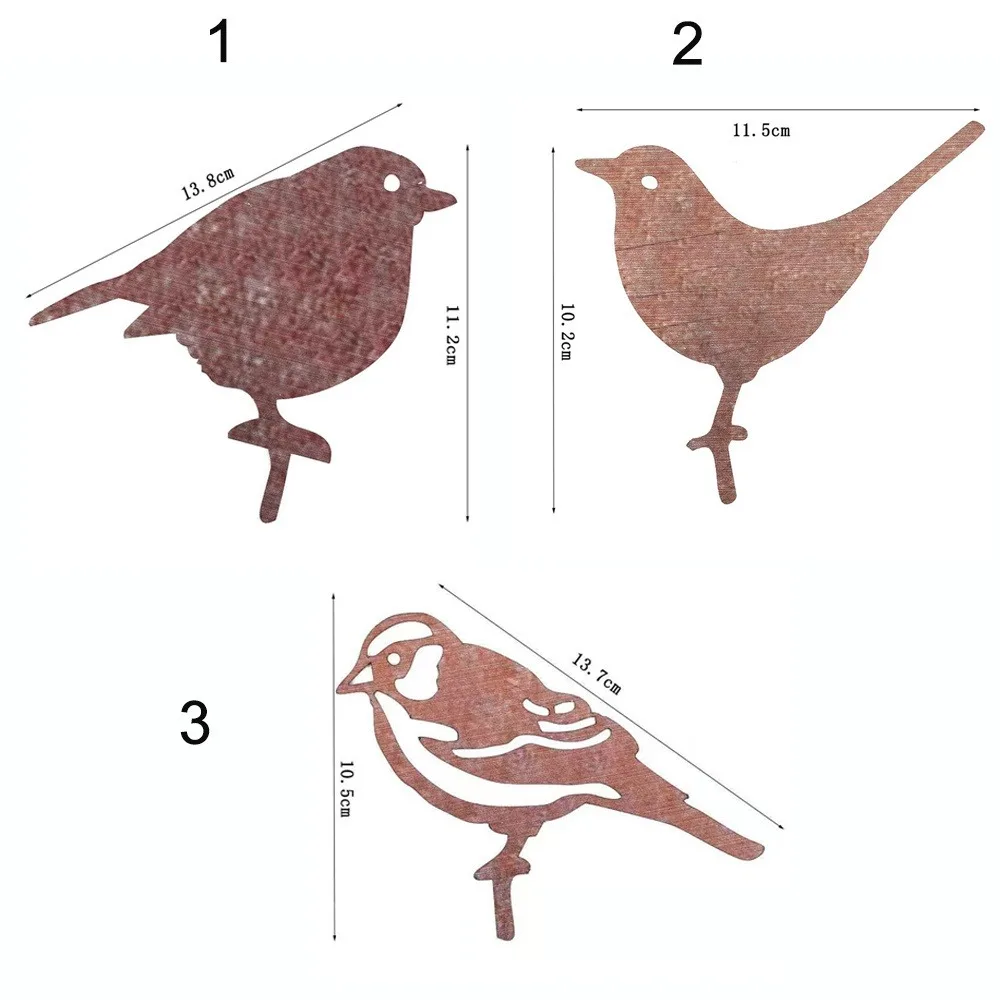 Home Garden Decor Rusty Metal Bird-shaped Sparrow Silhouettes Ornaments Fence Yard Art Gardening Statues Decoration