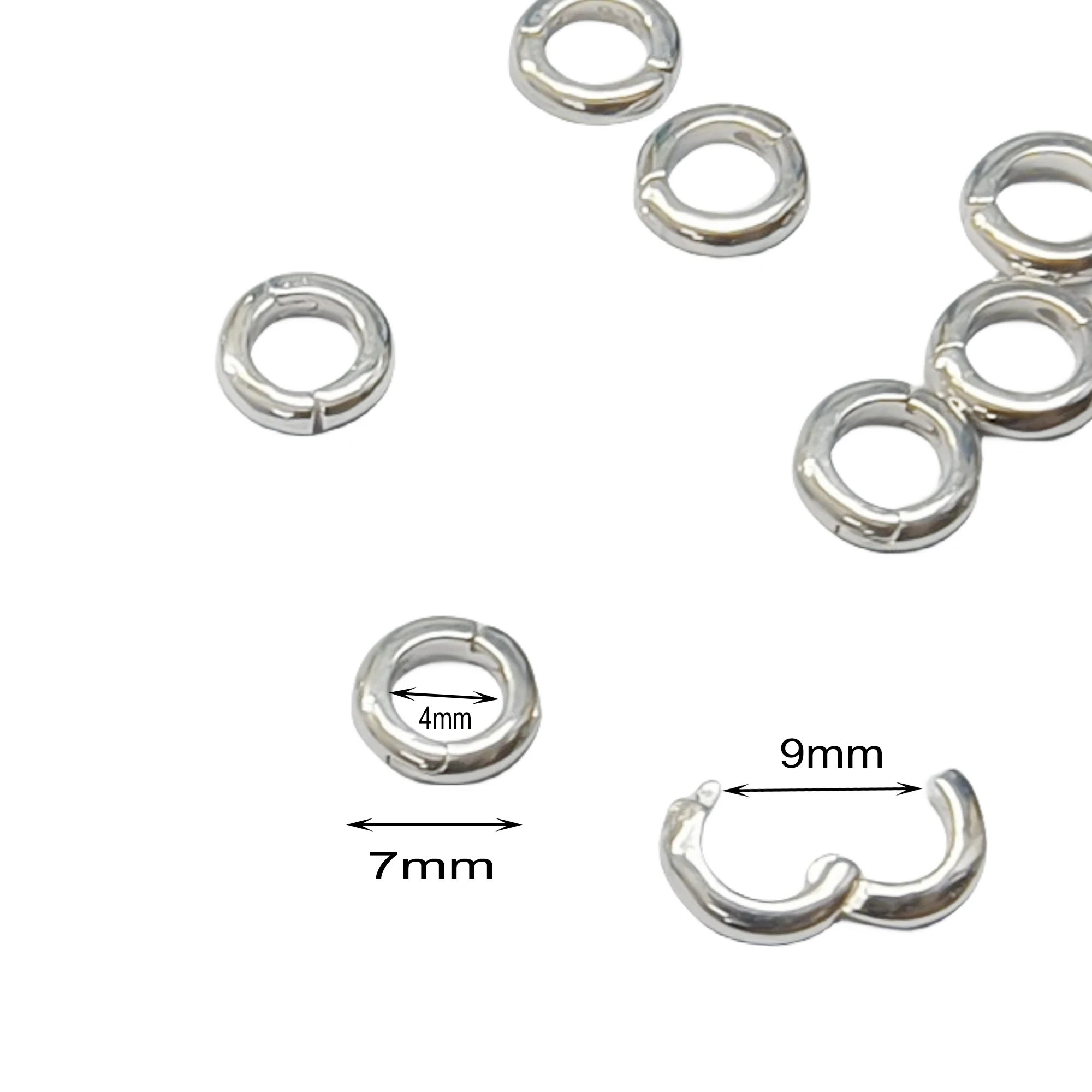 7mm tiny Small Sterling silver 925  Circle round snap click lock chain Pearl gems beads  necklace bangle links