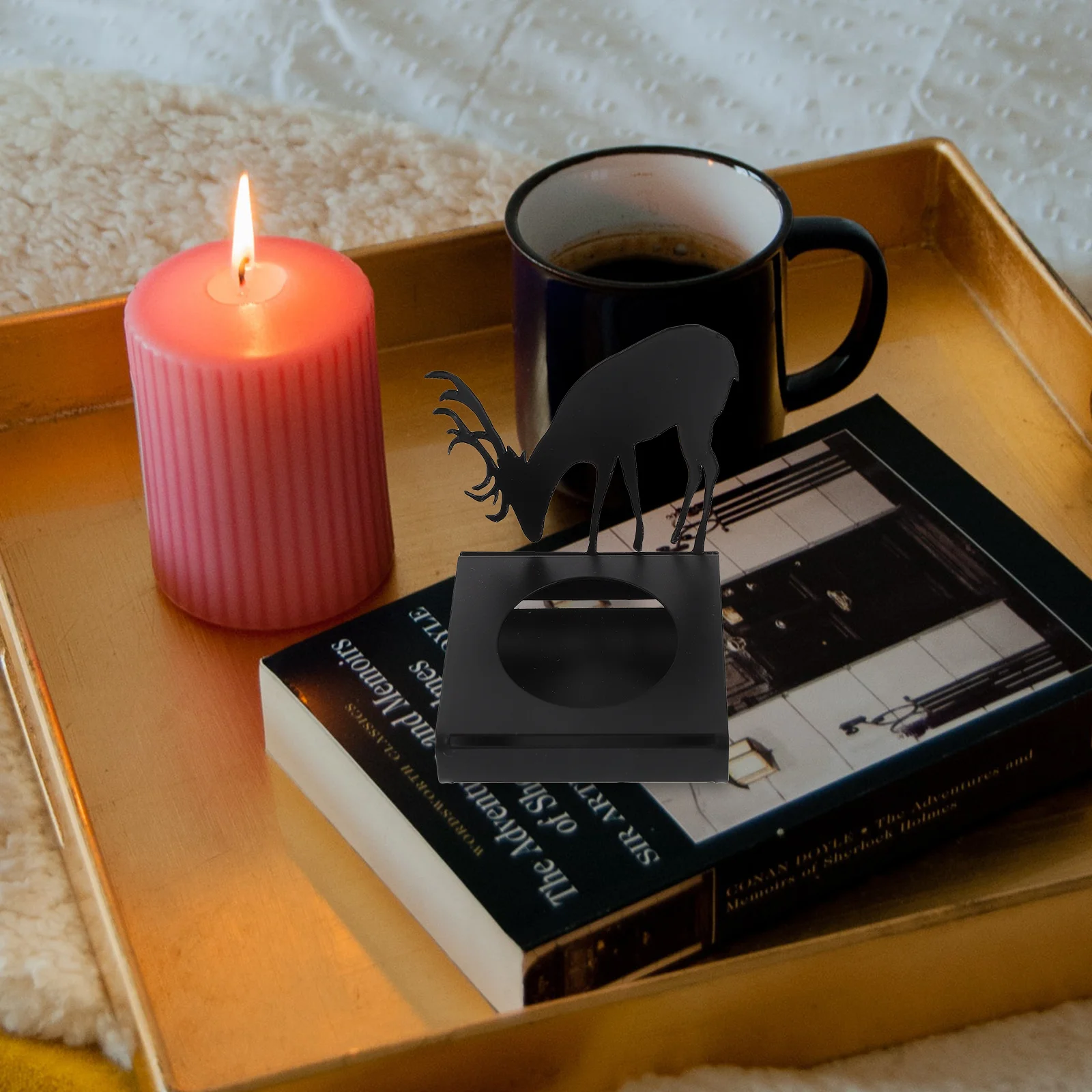 

4pcs Christmas Elk Holder Iron Tealight Stand Desktop Decor For Xmas Party Home Wedding Table Centerpiece Metal