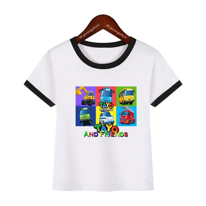 New Summer Style Children\'S Clothing Tshirt Funny Tayo And Little Friends Bus Cartoon T-Shirt For Boys Cute Kids Summer Tshirt