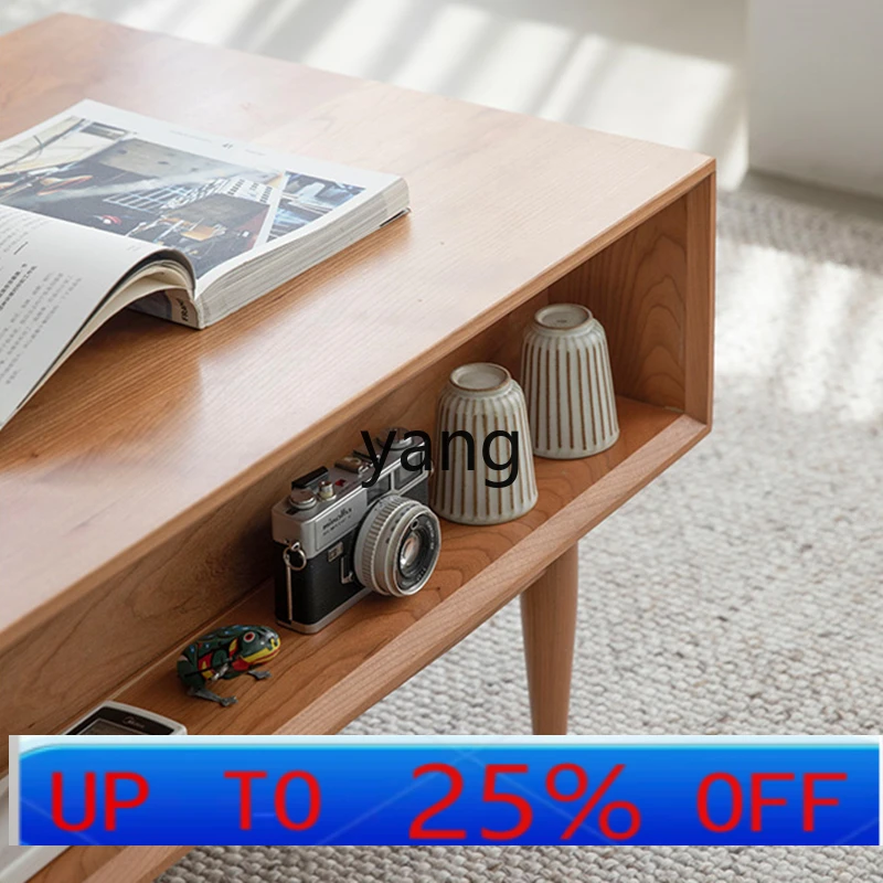 

LH Solid Wood Small Coffee Table Living Room Rectangular Tea Table Simple Multifunctional TV Cabinet