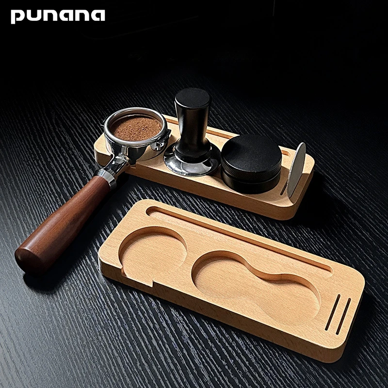 

Punana 51/58mm Coffee Tamper Holder Coffee Handle Cloth Powder Wood Base Storage Tray Espresso Coffee Accessory Barista Utensil