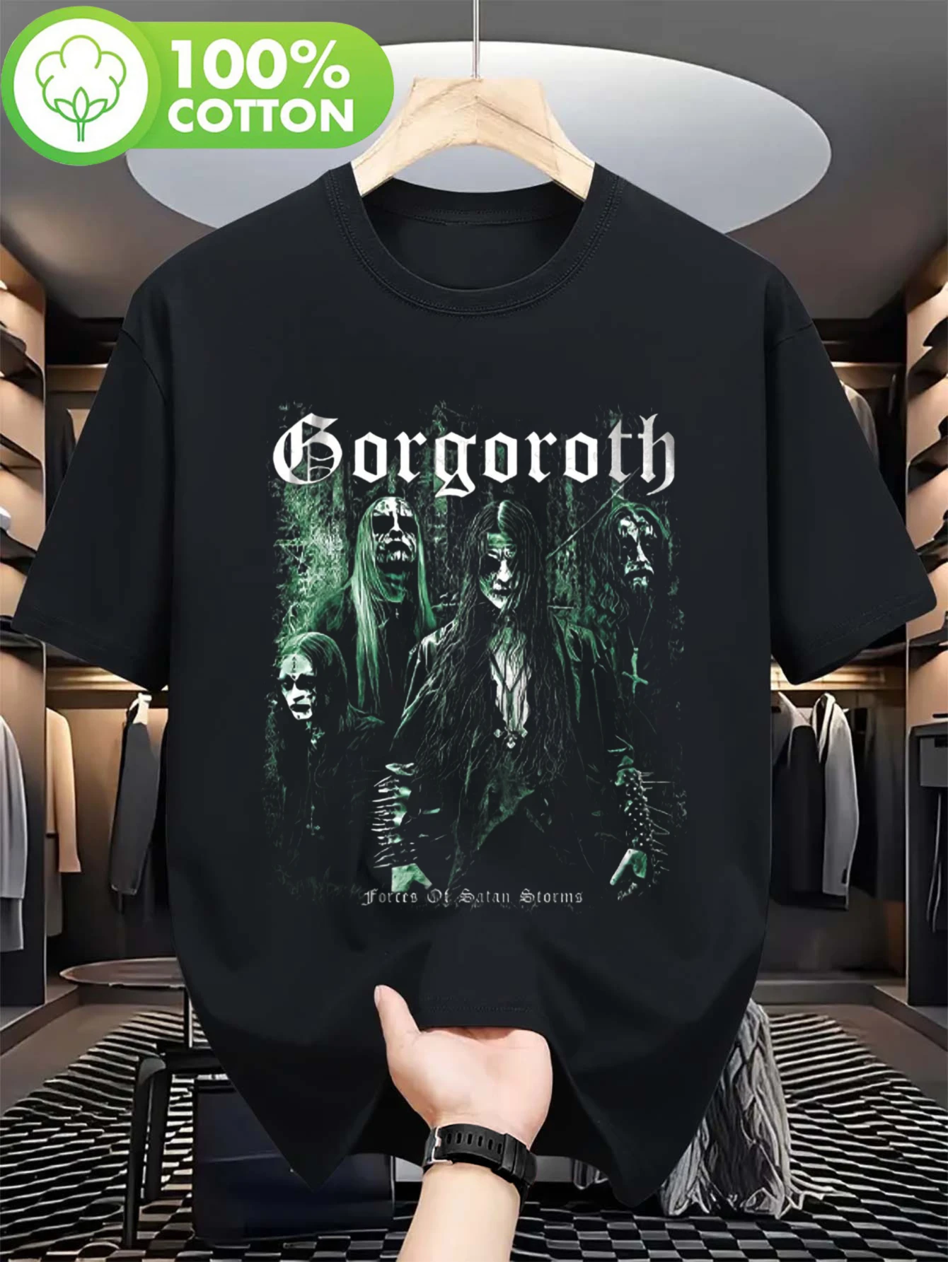 Unisex Gorgoroth Forces of Satan Storms Heavy Metal T-Shirt - Vintage Gothic Band Tour Tee with Suitable for All-Season Comfort, Durable Print, Crew Neck Short Sleeve Shirt for Concerts, Gym, Outdoor Activities (Machine Washable)