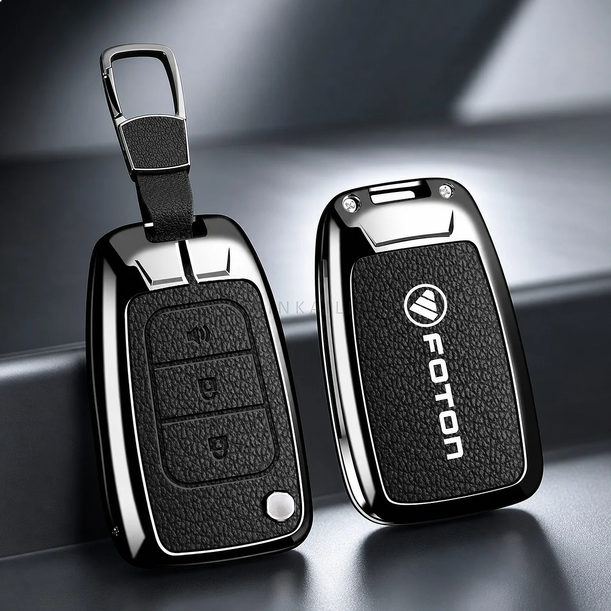 Zinc Alloy Leather Car Key Cover Suitable for Foton Aumark S1/S3 PRO 2024 Folding Car Key Chain Shell