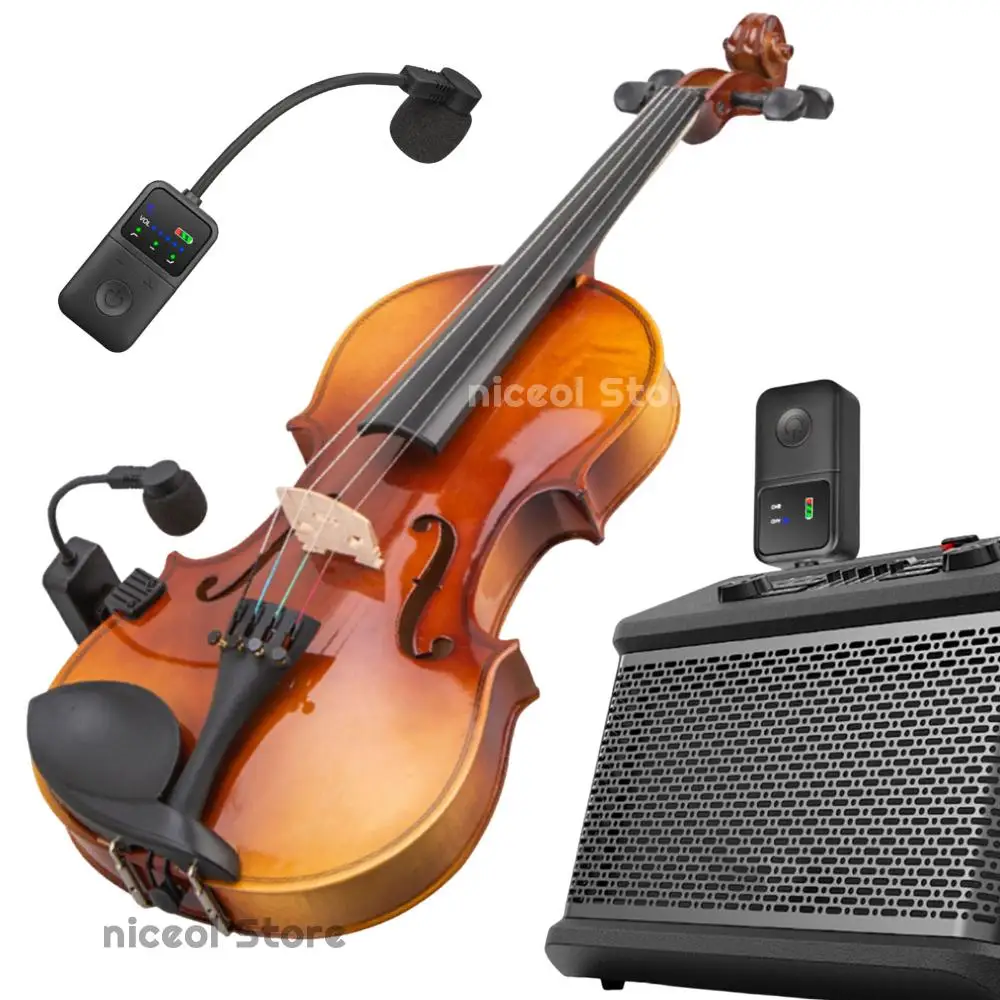 

Professional Sound Pickup High-Fidelity Amplification Microphones Rechargeable for Violin Saxophone Brass Wind Instruments
