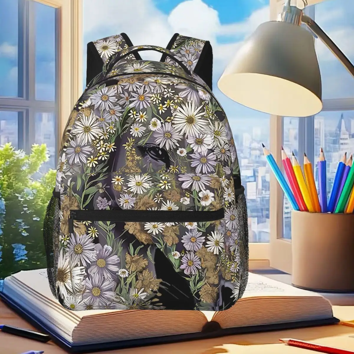 

Spring Flowers Surround Horse Nature Backpack Student Boys Girls BookBag Children School Bag Laptop Shoulder Bags for Men Women