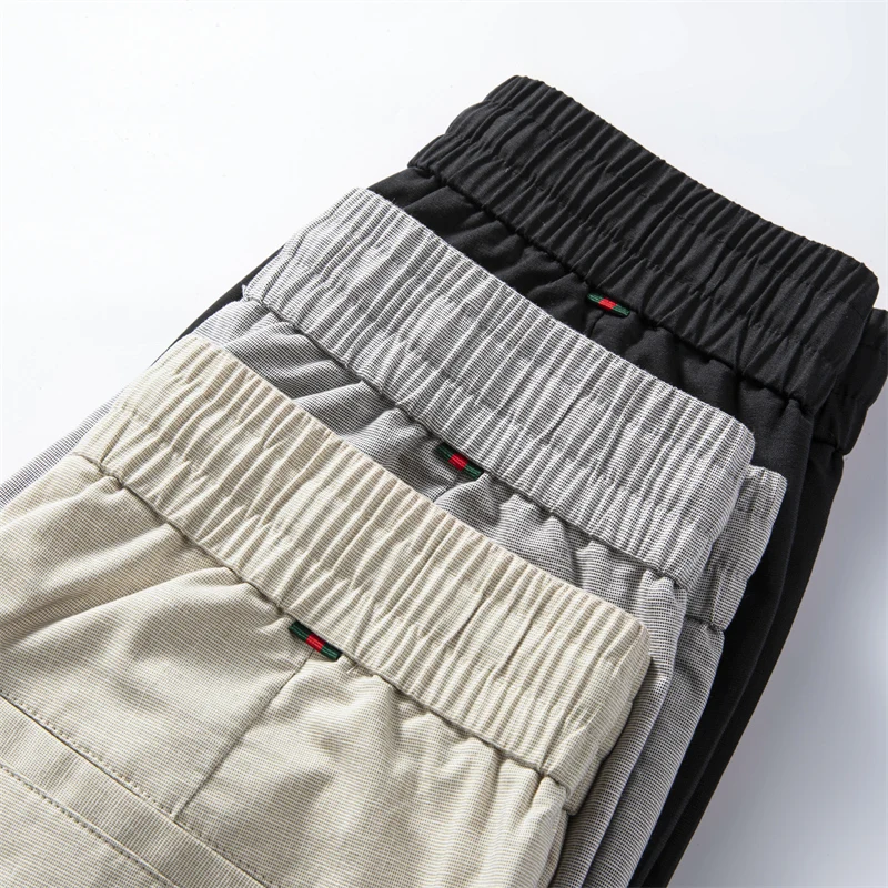 New Men'S Summer Outdoor Loose Casual 9-Point Trousers Comfortable Fashion Versatile Elastic Waist Straight Leg Sports Pants