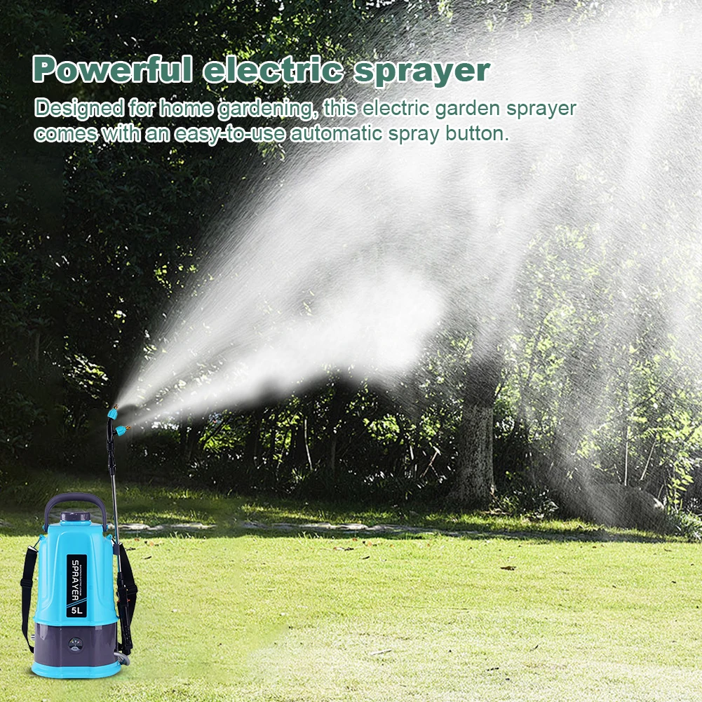 5L Electric Backpack Sprayer 12V High Pressure Automatic Watering Wand with Detachable Lithium Battery for Garden Agriculture