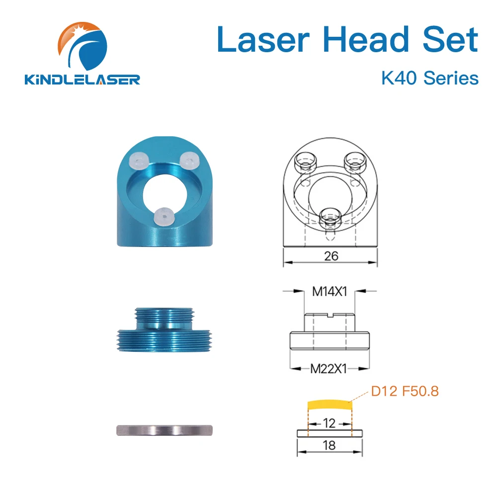 KINDLELASER CO2 Laser Lens ZNSE Laser head Set per K40 Series macchina da taglio per incisione Laser Dia.12/15/18mm lunghezza focale 50.8mm