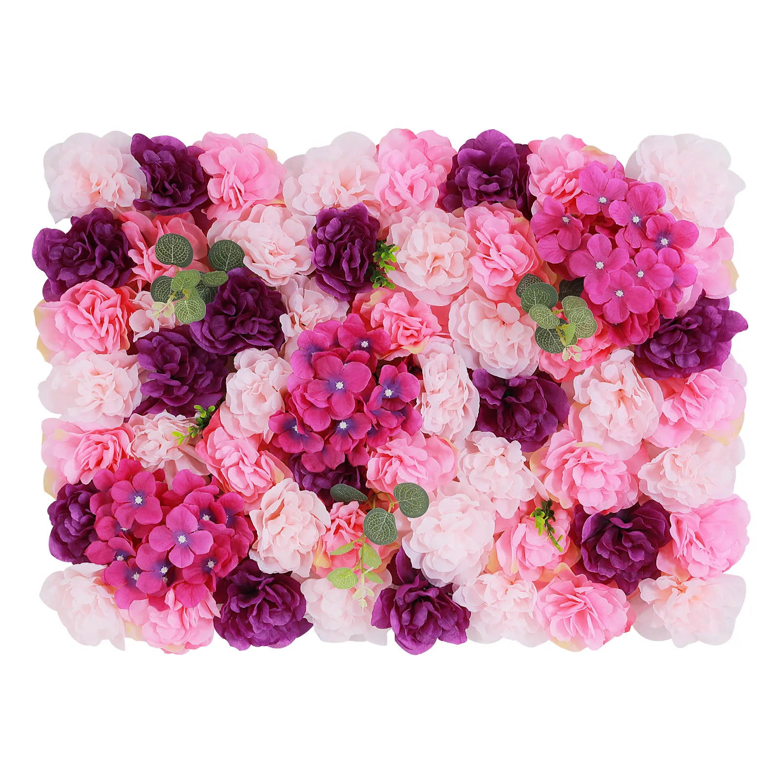 Panel de pared de flores artificiales montado en la pared, Panel de pared de flores para interiores y exteriores con diferentes flores, 6 uds.