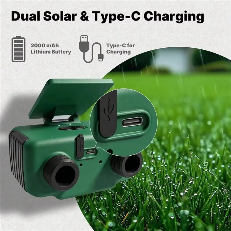 Tuya Wifi Smart Solar Dual Zone Water Sprinkler Timer 2 Outlet Valve Controller APP Remote Voice Watering Timer