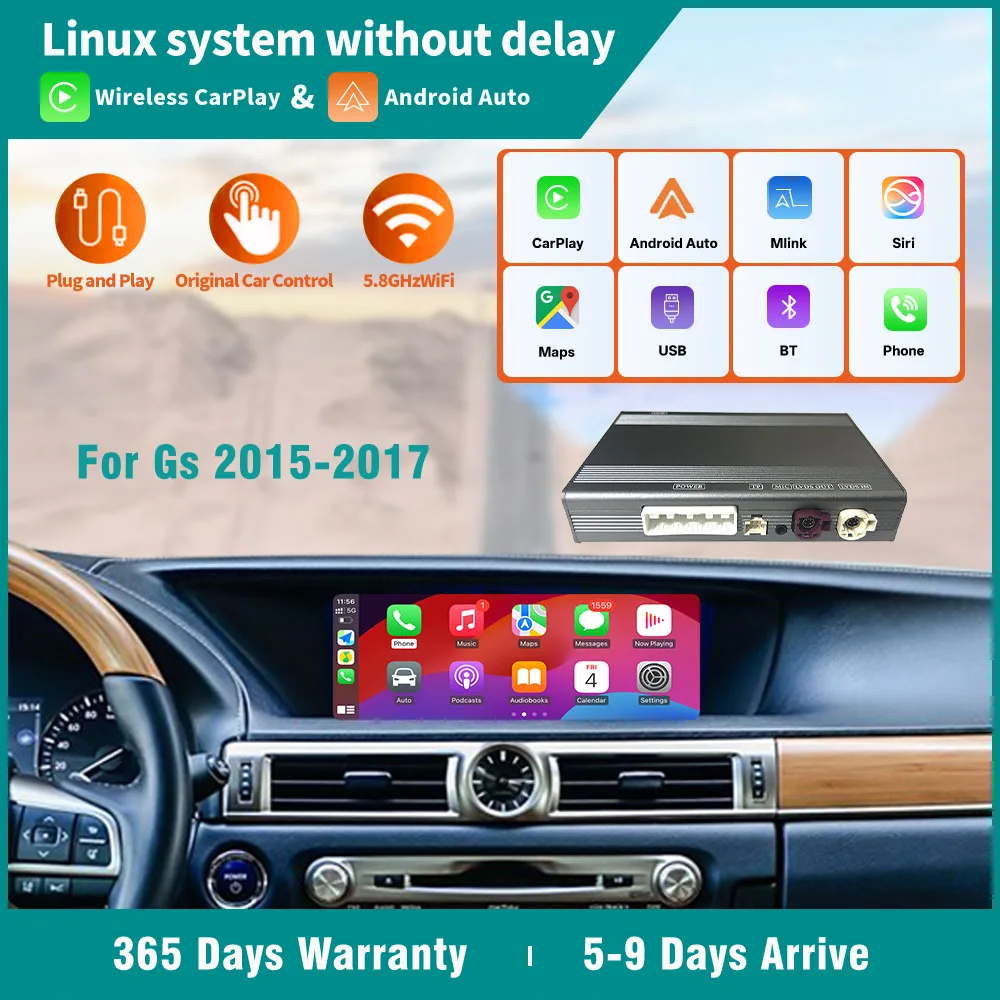 Upgrade Wireless CarPlay Android Auto Car AI box Adapter for Lexus GS Radio DVD player Mirror Link AirPlay OEM Buttons Plug&Play