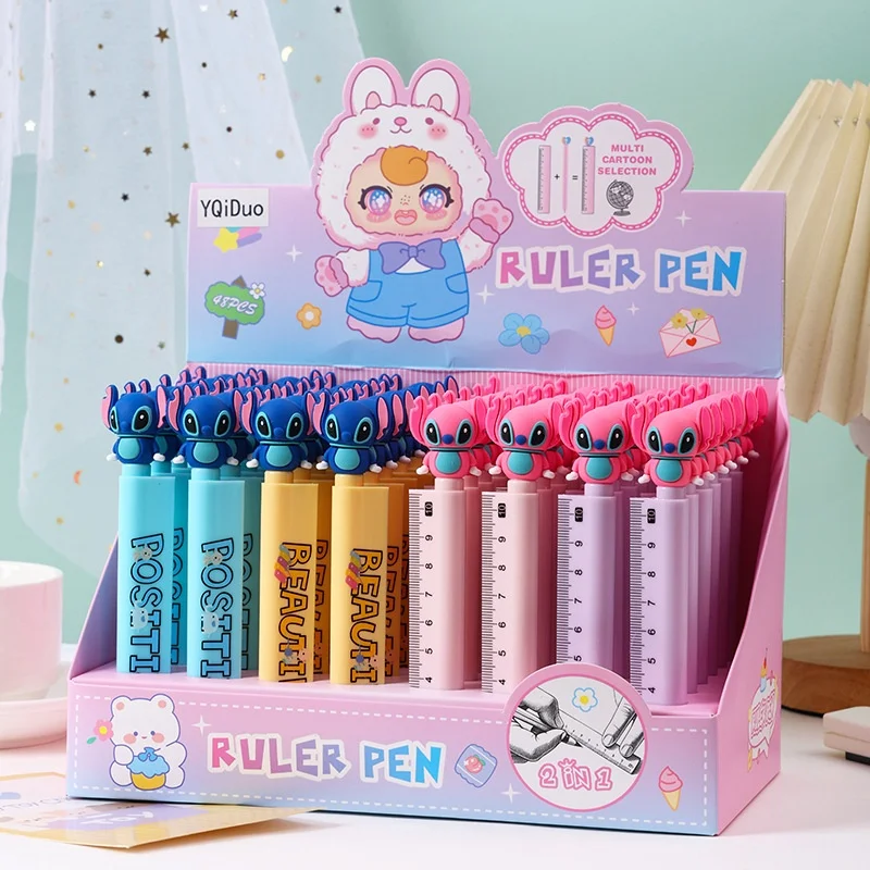 

24PCS/ лот CREATIVE DISNEY стежка линейка гель ручка мило 0,5 мм черные чернила подпись ручки канцелярские принадлежности подарок школьные письменные принадлежности