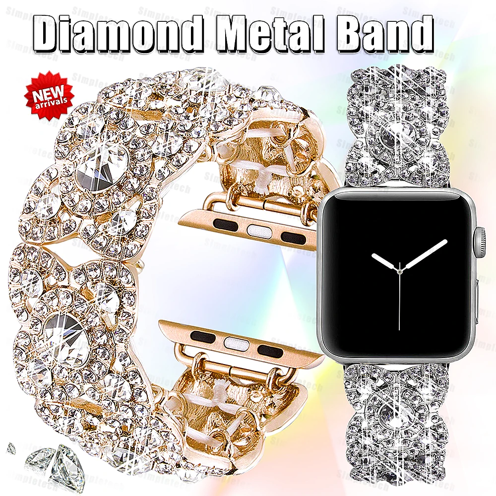 

Diamond Strap for Apple Watch Ultra 49mm Bling Metal Wristband iWatch Series 8 7 6 SE 5 4 3 38mm 40mm 42mm 44mm 41mm 45mm